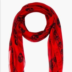 Alexander McQueen red skull scarf